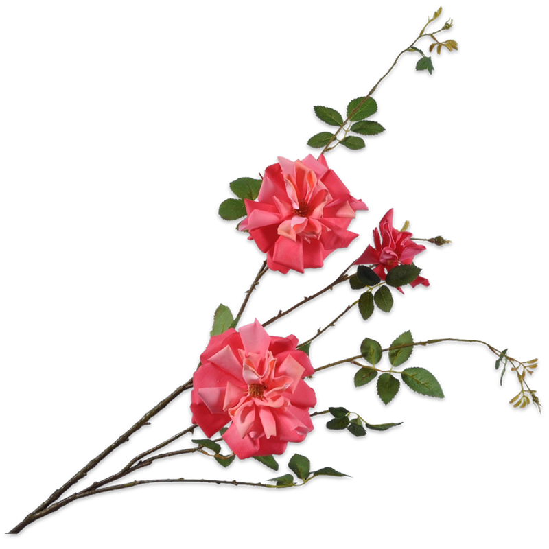 Silk-ka Flowers - Zijden bloem - Roos tak - Roze
