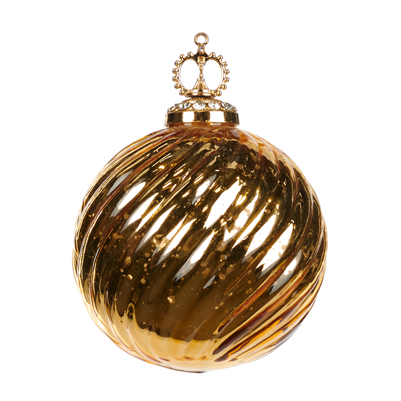 Kerstornament - Ribbel Swirl Bal Goud