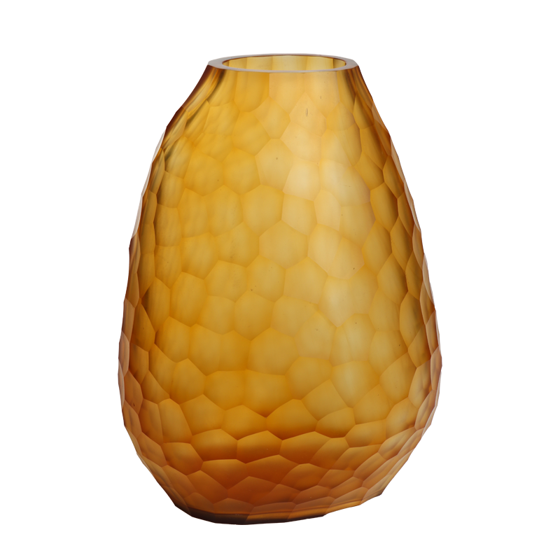 Guaxs vazen, grote vaas glas, honinggraad, goud, geel, design vaas glas