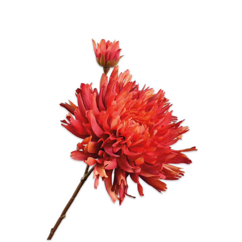 Silk-ka Flowers - Zijden bloem - Chrysant tak - Oranje/ Beauty