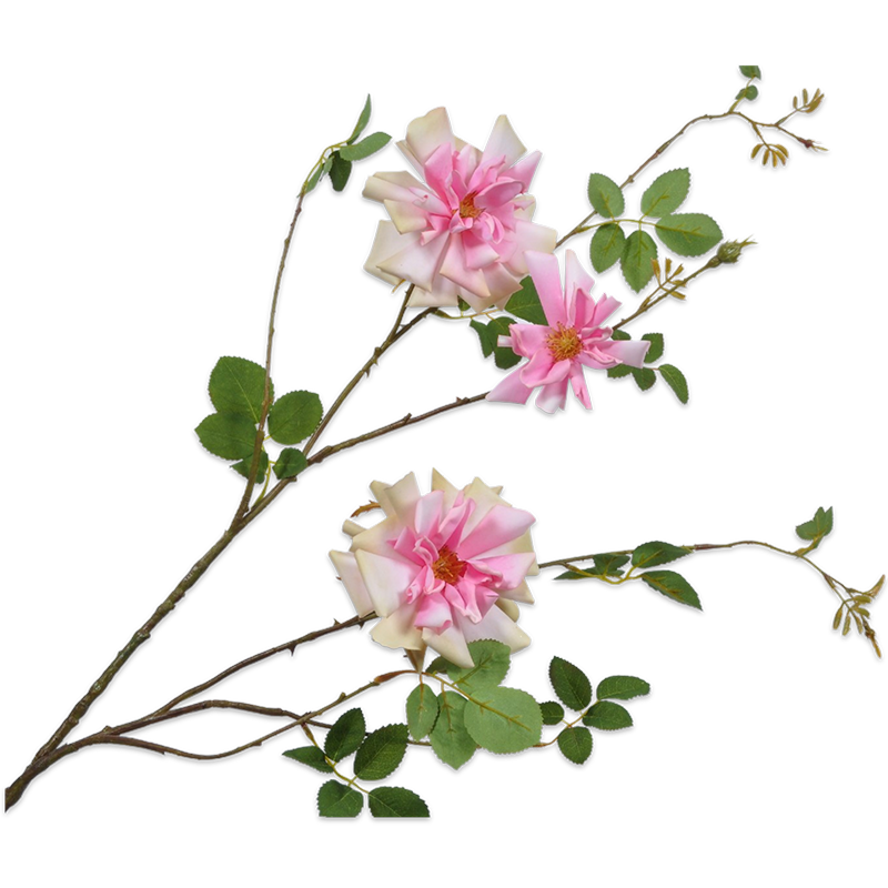 Silk-ka Flowers - Zijden bloem - Roos tak - Roze