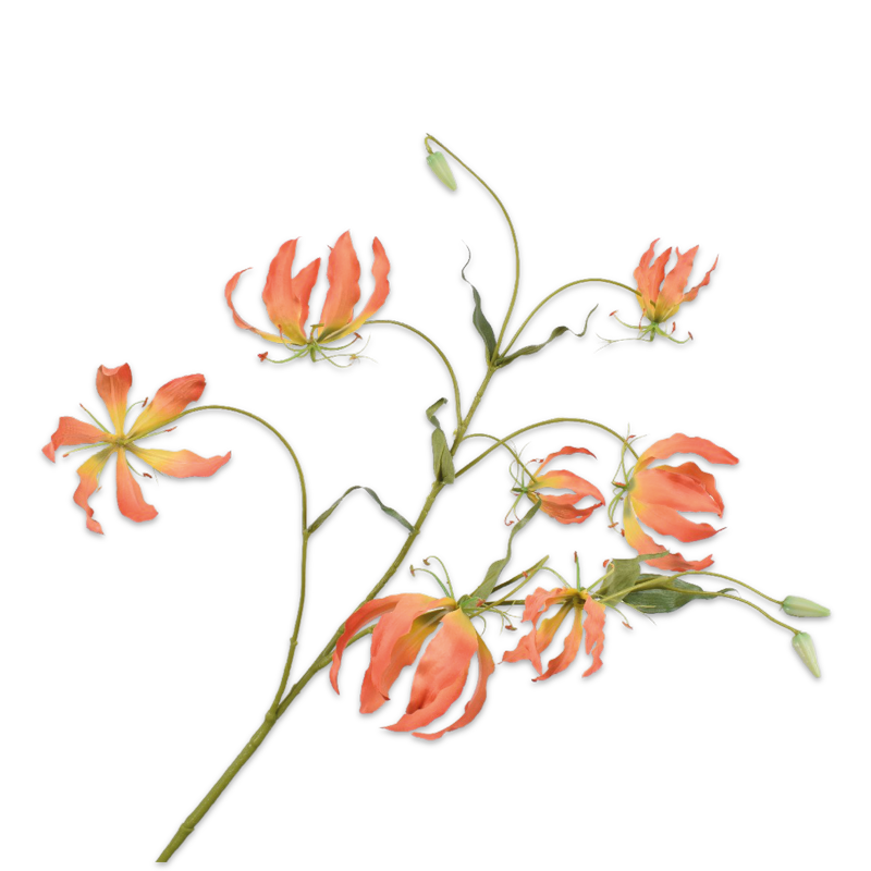 Silk-ka Flowers - Zijden bloem - Gloriosa tak - Geel/Oranje