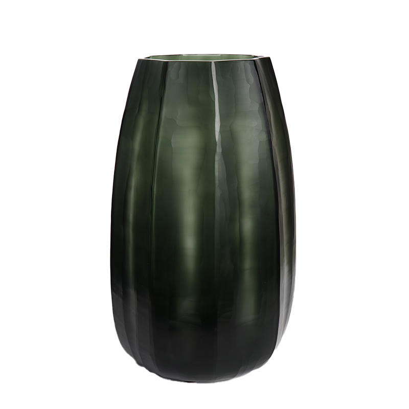 Grote vazen, grote vaas glas groen, hoekige vaas groen