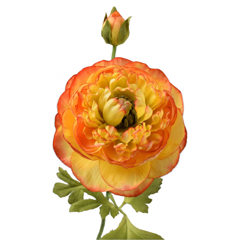 Silk-ka Flowers - Zijden bloem - Ranonkel - Geel Rood