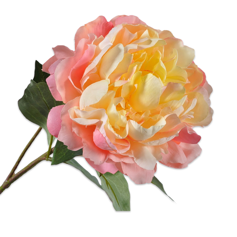 Silk-ka Flowers - Zijden bloem - Roos steel - Roze/Geel
