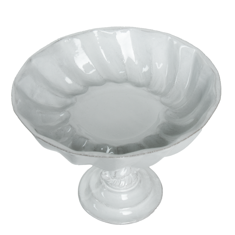 Astier de Villatte servies, schaal op voet wit aardewerk, luxe woonaccessoires