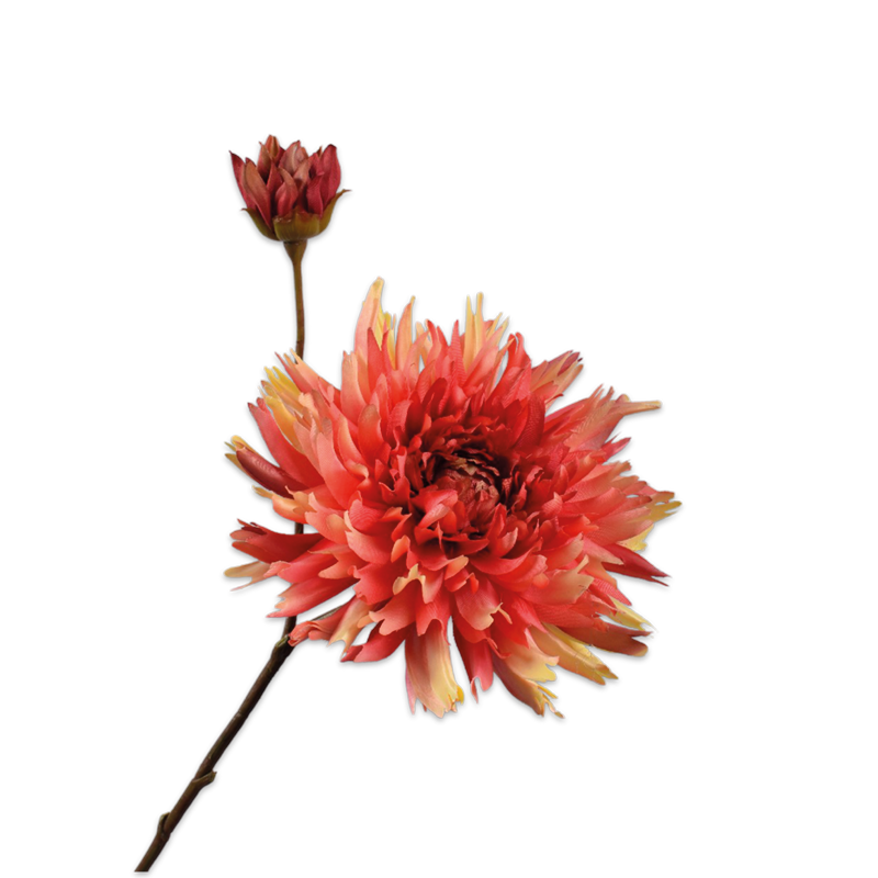 Silk-ka Flowers - Zijden bloem - Chrysant tak - Oranje/Geel