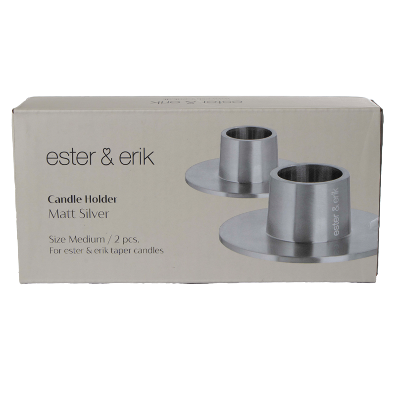 Ester & Erik - Candle holder - Set van 2 - Silver Matt