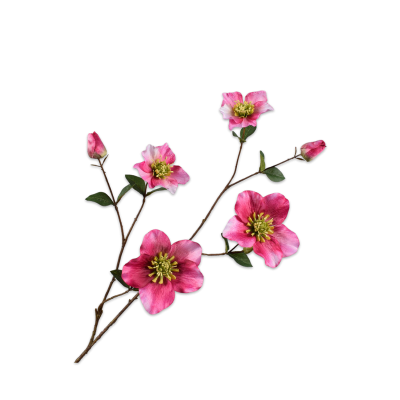 Silk-ka Flowers - Zijden bloem - Helleborus tak - Roze