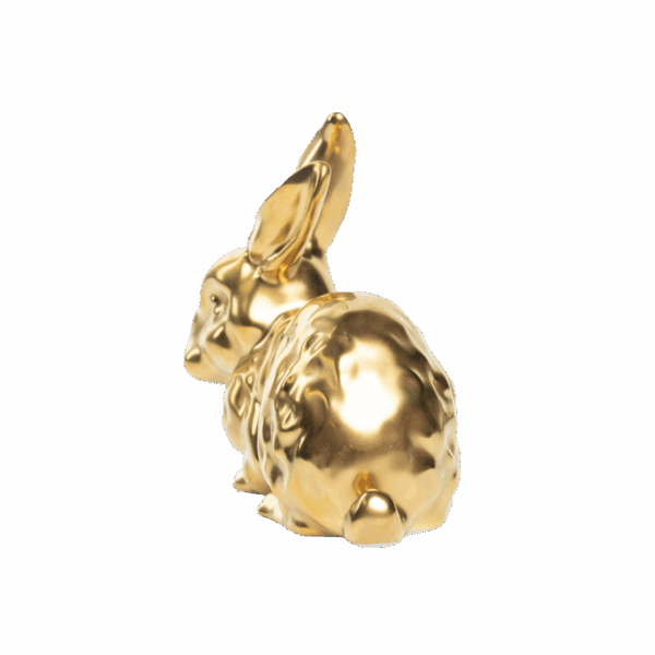 paas decoratie konijn liggend goud porselein achter