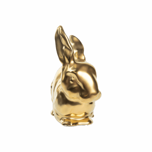 paas decoratie konijn liggend goud porselein voor