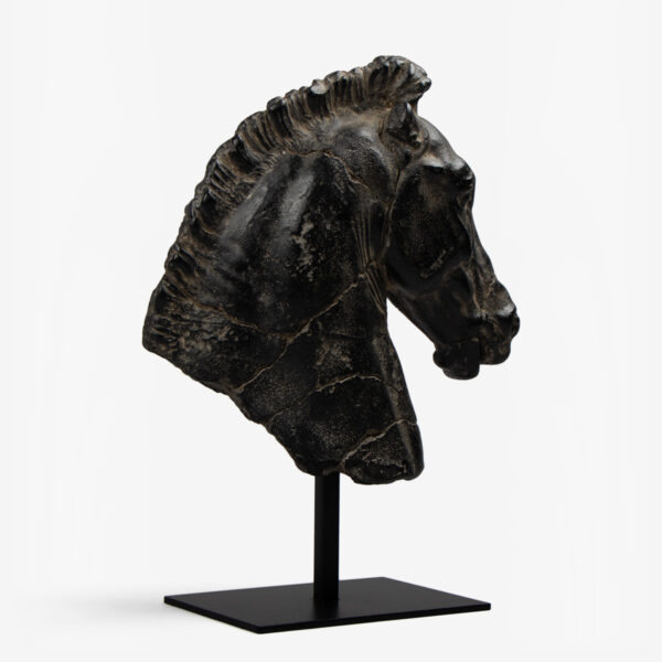 paardenhoofd op metalen standaard