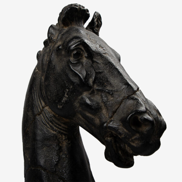 paardenhoofd op metalen standaard