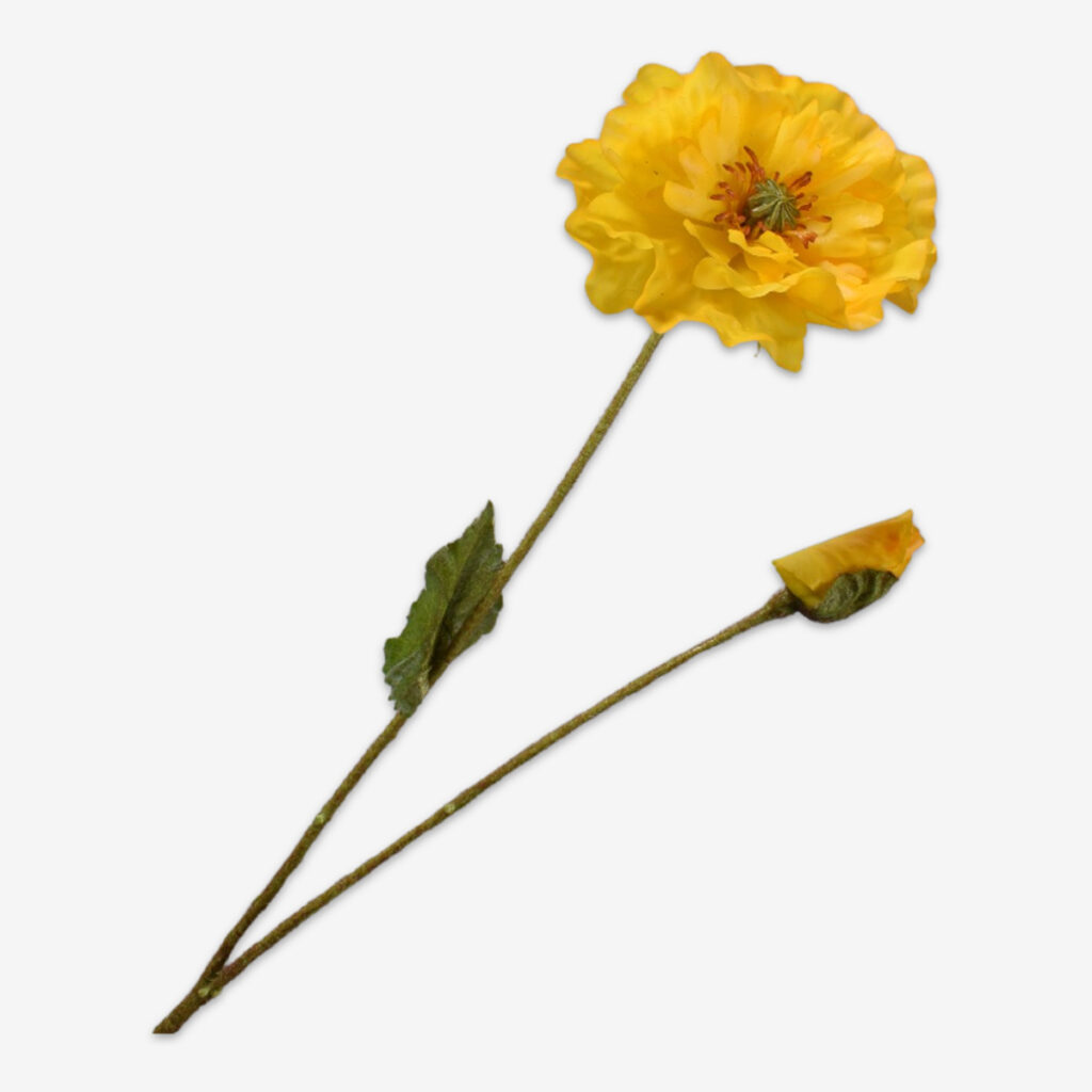 zijden bloem klaproos geel