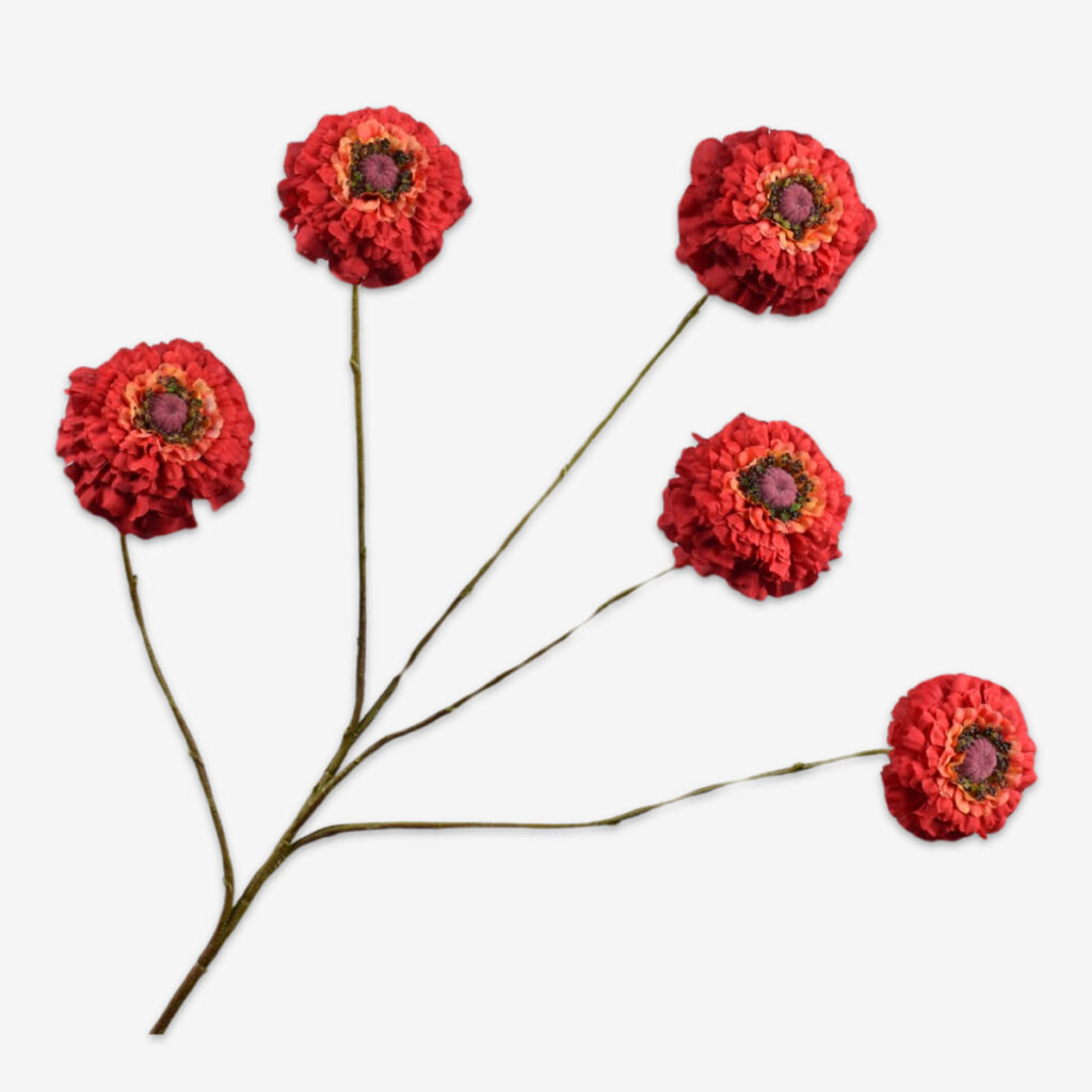 zijden bloem zinnia rood
