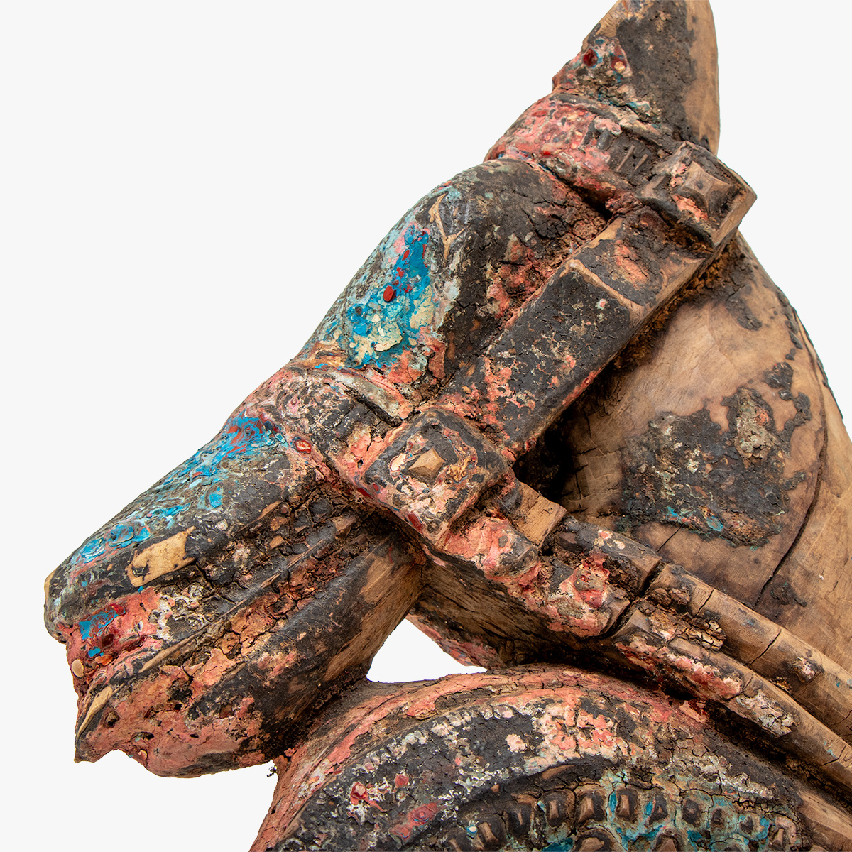 paardenhoofd op metalen standaard