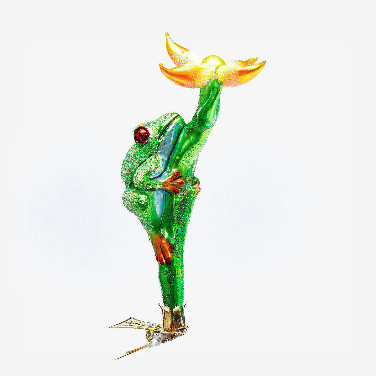 19031 frog on flower on clip 62476