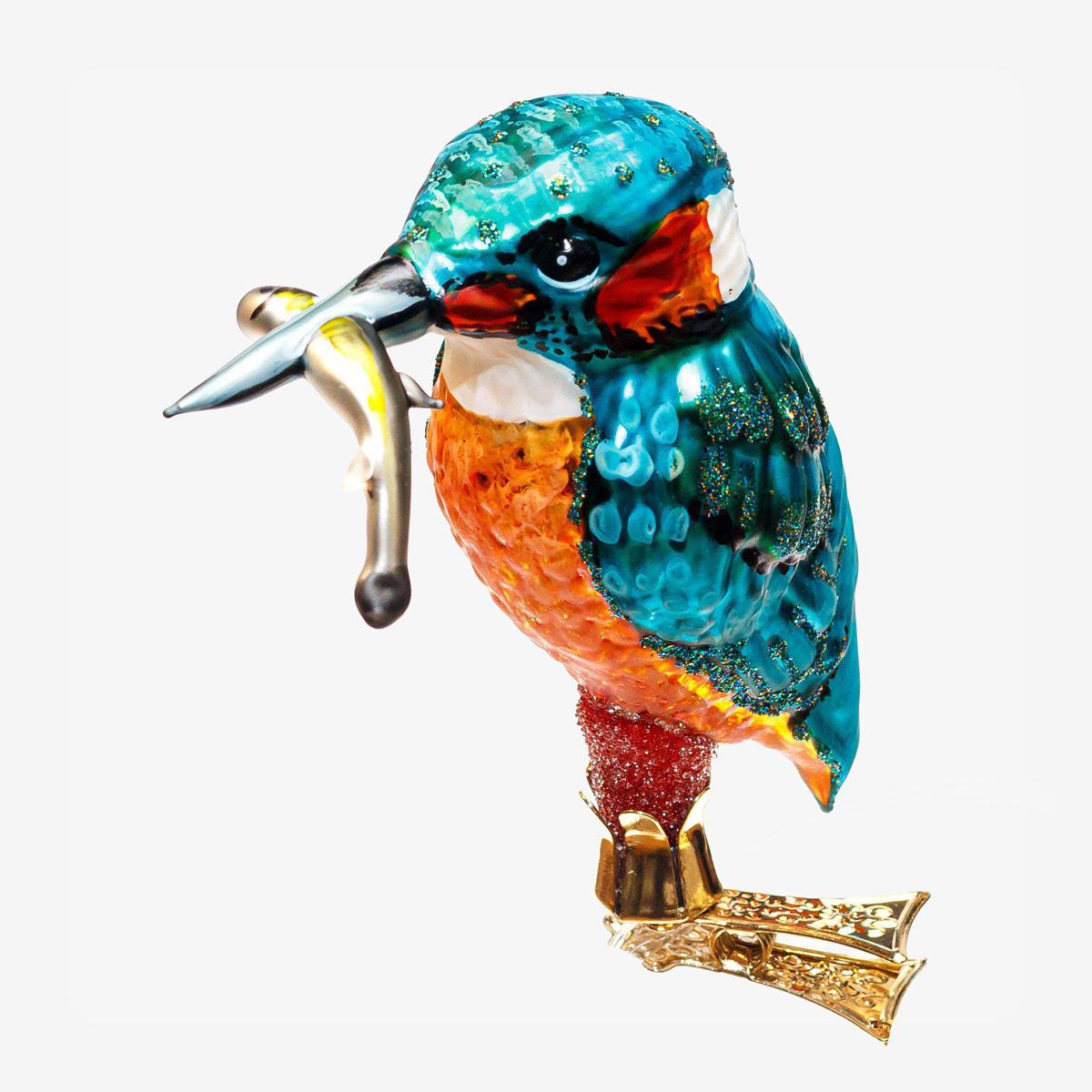 19906 kingfisher with fish on clip 62247