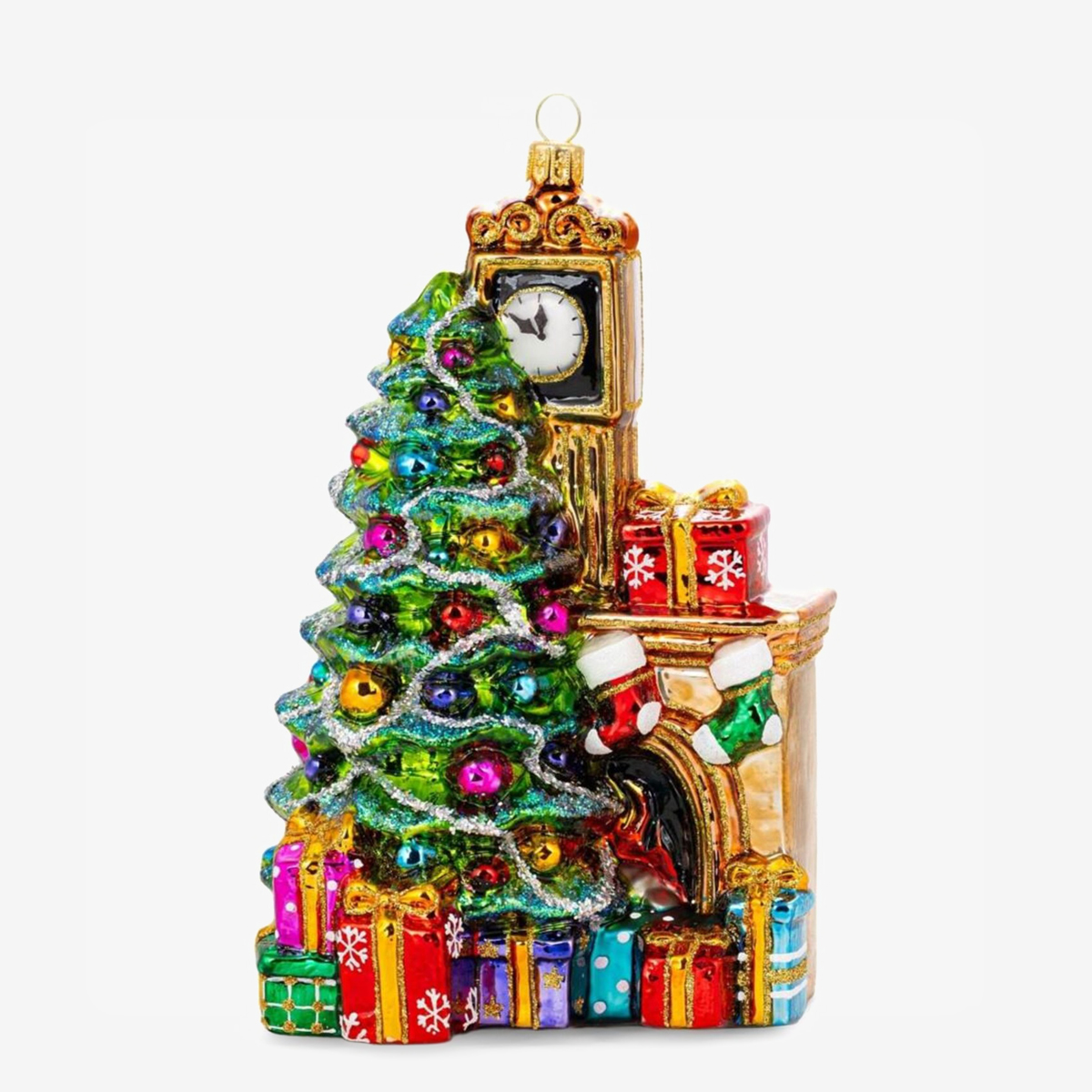 kerstornament christmas tree with clock 12594