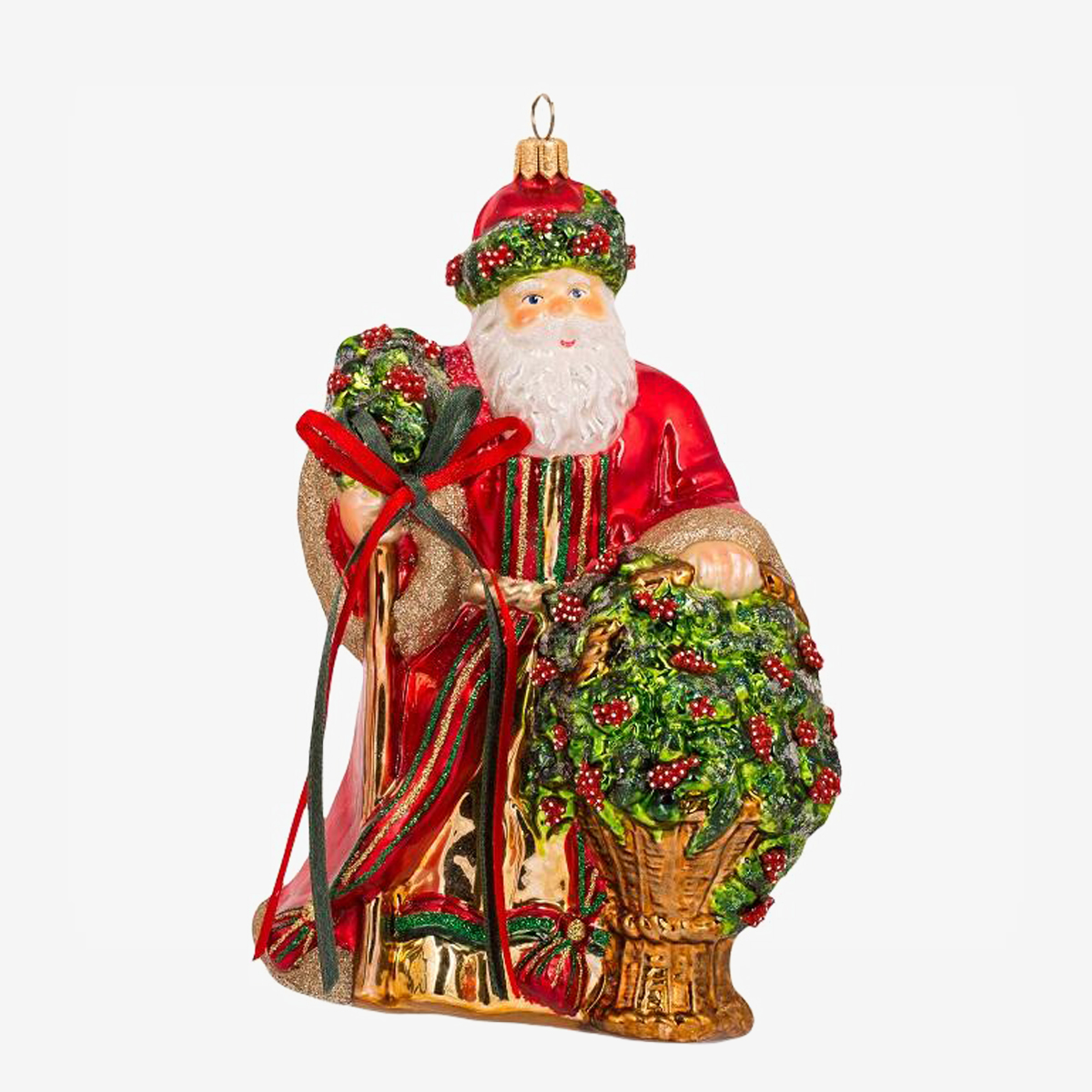 kerstornament santa with flower 06111