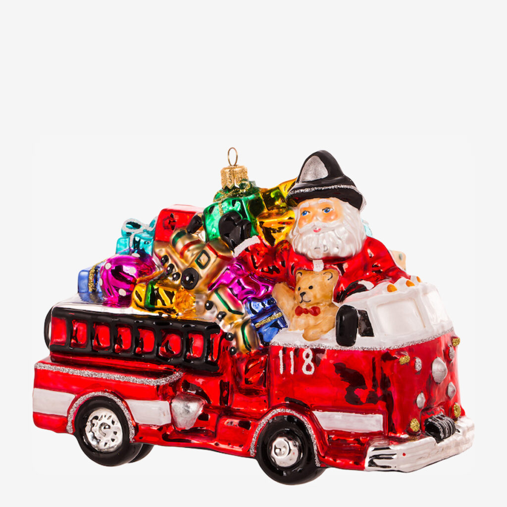 kerstornament santa with truck 62605