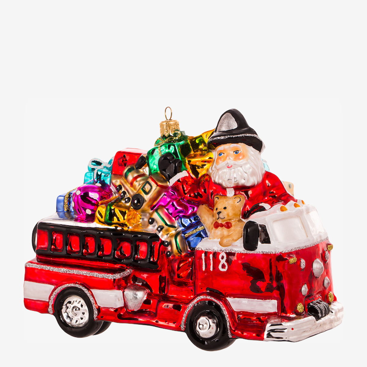 kerstornament santa with truck 62605