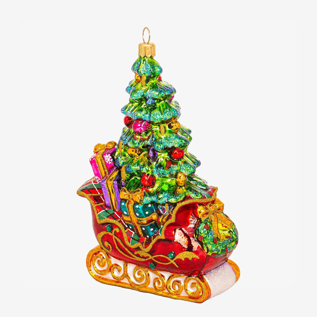 kerstornament sleigh with christmas tree 62599