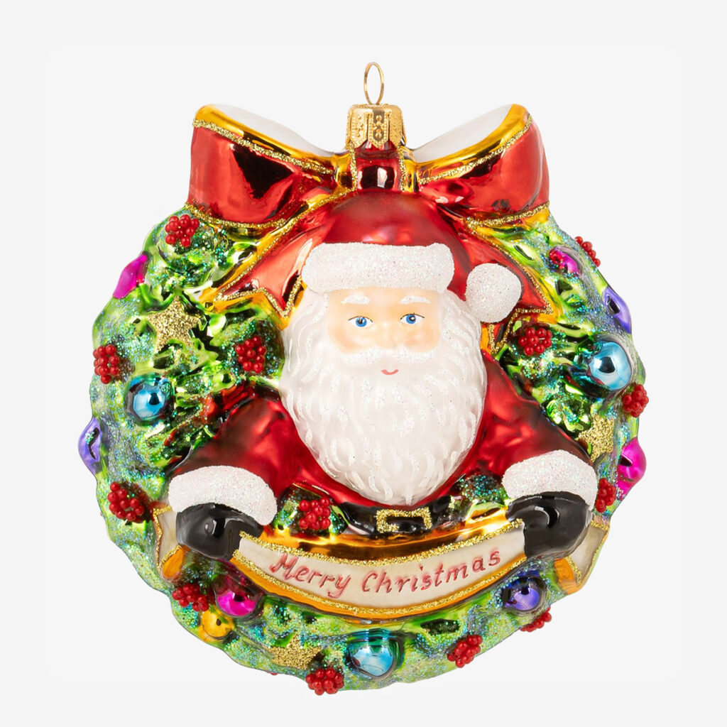 kerstornament wreath with santa 62582