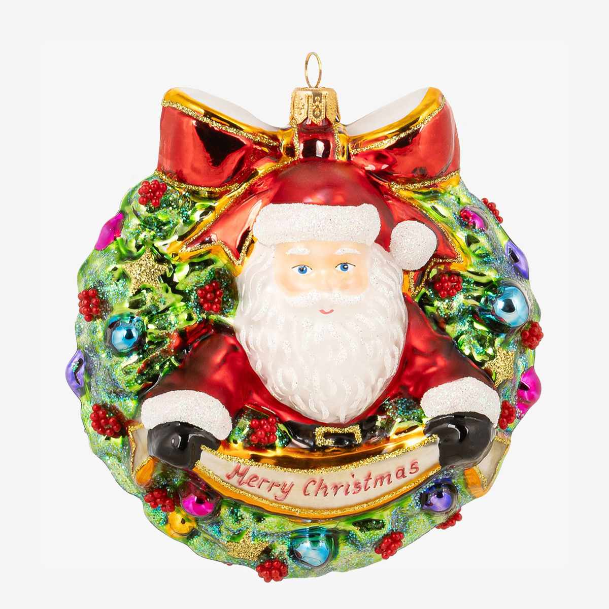 kerstornament wreath with santa 62582